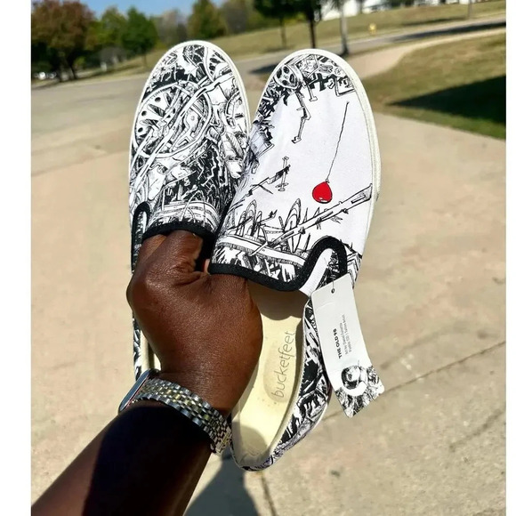 Bucket feet The Old 98 Print Slip On 2015 Holiday Collection Sneaker Women Sz 11 - Picture 7 of 11